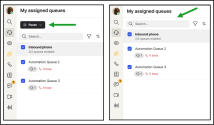 Queue controls UI showing visibility of the Pause button based on admin settings.