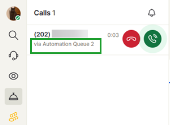 In the call panel, the queue name now appears beneath the customer’s name or phone number. This provides immediate context regarding the call's nature, enabling receptionists using 8cx8 Frontdesk in 8x8 Engage or 8x8 XF Workspace to prepare effectively and deliver faster, better service.