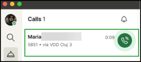 8x8 Work Frontdesk screen showing an active call with caller name, extension, and source label displayed