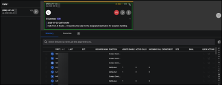 AI Studio summary panel displaying call transfer routing details during an active call on hold in 8x8 Frontdesk