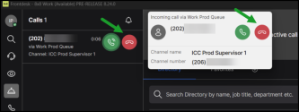 Click Decline to route the call automatically to the next available agent or return it to the Auto Attendant.