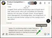 Click "Clear message" to remove AI-generated content before sending