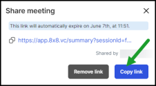 Share meeting assets - Use the generated link to share or open meeting assets
