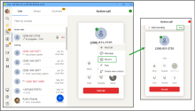 The Call Recodring screen showing how to start and stop call recording during an active call