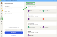 Share Meeting Assets  - The Share Meeting icon indicates which meetings have shared assets