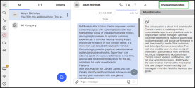 Chat messages -  The conversation summary is displayed in the Chat summarisation panel