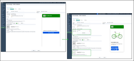 Side-by-side view of the 8x8 Admin Console showing the Chat design › Edit invitation page, highlighting new enhancements such as multiple configurable buttons, image customization, and a live preview of the updated chat invitation window