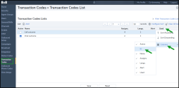 Transaction Codes Lists  - Enable the display of the ID column  