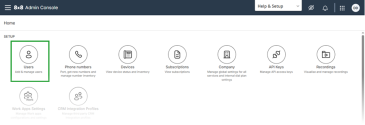 From the 8x8 Admin Console home screen, access the Users page