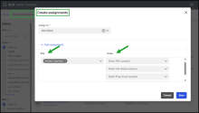 8x8 Admin Console screen for assigning the Analytics Supervisor role to a user. The interface includes dropdown menus to define PBX, call queue, and ring group scope, ensuring granular access control