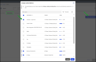 Assign subscriptions lists available subscriptions.  Choose Analytics Supervisor to give the user access to the 8x8 Analytics app as a supervisor. The UC Base and Outbound Calling Plan subscriptions are selected automatically