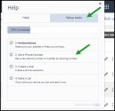 Setup tasks - The Setup tasks list displays the most important tasks related to your chosen topic