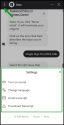 Otto chatbot - The Settings in the upper-left corner allow you to enable sound, change conversation language with Otto, email the transcript, or download it