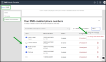 SMS page showing multiple users assigned to a campaign