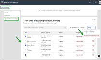 SMS page showing bulk unassign action for users in an SMS campaign