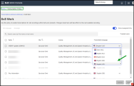 Transcription policies - For the chosen 8x8 Work policy, set policies for which calls are transcribed and in which language those calls are transcribed