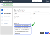 View the newly created US address in the Addresses list when creating a new port number