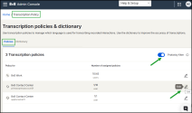 Transcription Policies - Enable transcriptions for call recordings within the chosen contact center