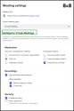 8x8 Meeting Settings for Private Meetings with options for moderator control, recordings, and security