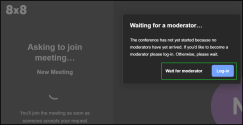 Screenshot showing a “Waiting for a moderator” message with options to Log-in or Wait for moderator