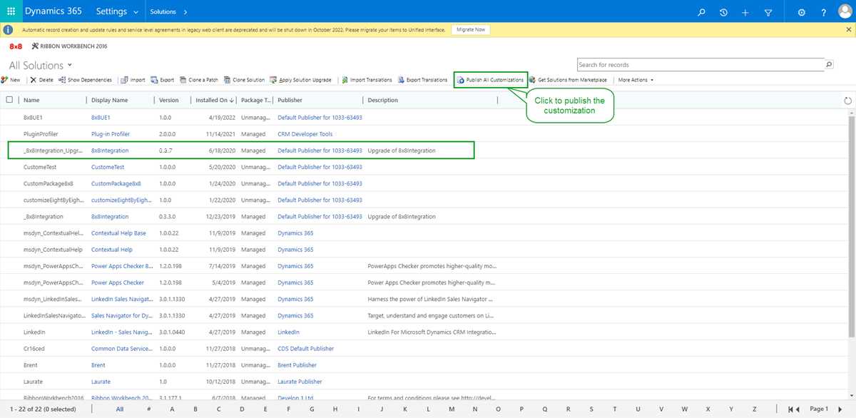 8x8 integration for Microsoft Dynamics—Set up the integration